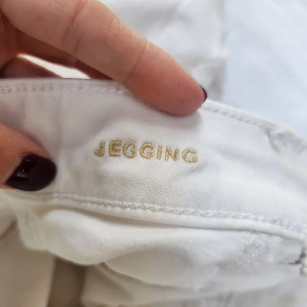 American Eagle Jeggings Distressed White Skinny Jeans Stretch Denim Women's 4 - Picture 7 of 10